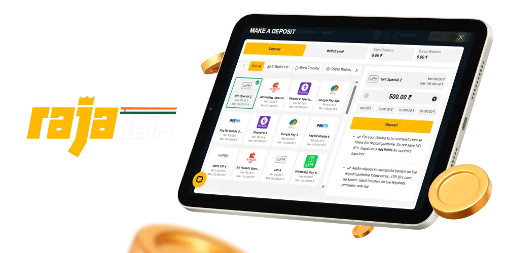 Available Payment Methods on the Rajabets Website in India